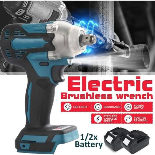 18V 588N.m Li-Ion Brushless Cordless Electric 1/2"Wrench 1/4"Screwdriver Drill With Single Battery Drill With 2 Battery