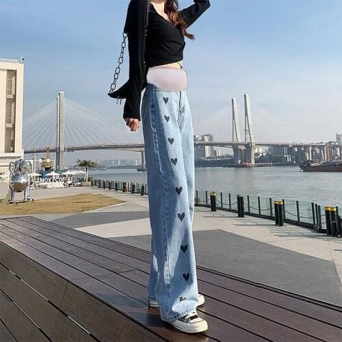 Pregnant Womens Jeans Spring And Summer Thin Section Loose Straight Casual Movement Wide Leg Trousers