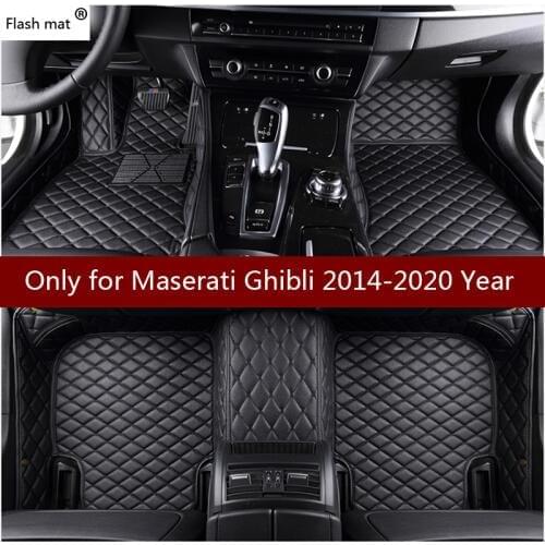 Flash mat leather car floor mats for Maserati Ghibli 2014 2015 2016 2017 2018 2019 Custom auto foot Pads automobile carpet cover