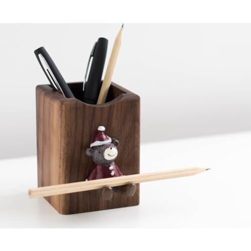 Creative Fashion Lovely Nordic Personality Simple Office Tabletop Decoration Solid Wood Pen Container Pen Holder