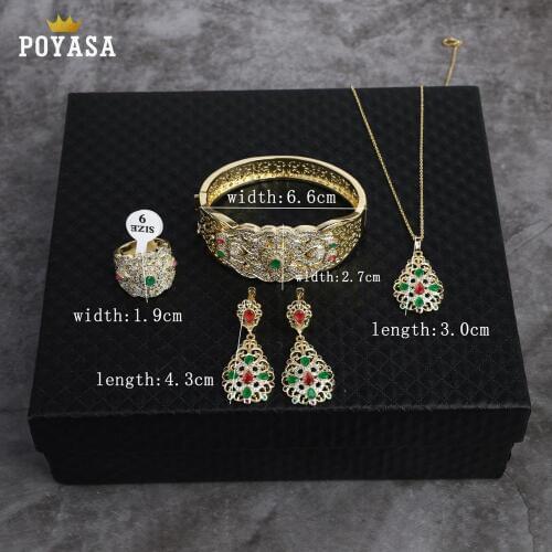 Moroccan Caftan wedding gold jewelry set for women red and green fashion jewelry set