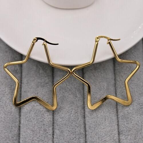 Trendy Earrings for Womens earring Gold Plate Gold Star Earring hoop Earrings Wedding Jewelry Gift Accessories