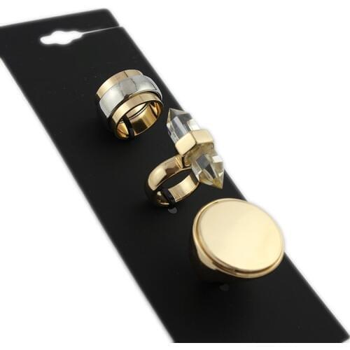 New Personality Punk Ring Gold Color Ring Set Crystal Jewelry Gold Silver Color Smooth Shiny Style 3pcs/Set High Quality