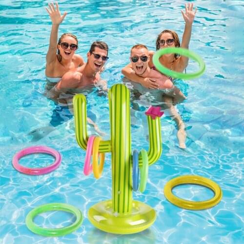 Outdoor Swimming Pool accessories Inflatable Cactus Ring Toss Game Set Floating Pool Toys Beach Party Supplies Party Bar Travel