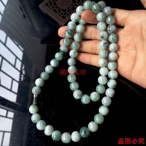 Natural Myanmar A green jade necklace real 10mm beads necklaces jadeite jade jewelry men necklace christmas jewelry
