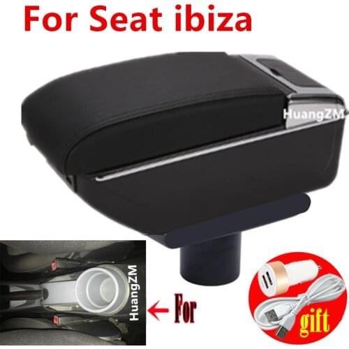 For Seat ibiza armrest box central Store content Storage box For Seat armrest box with cup holder ashtray USB interface