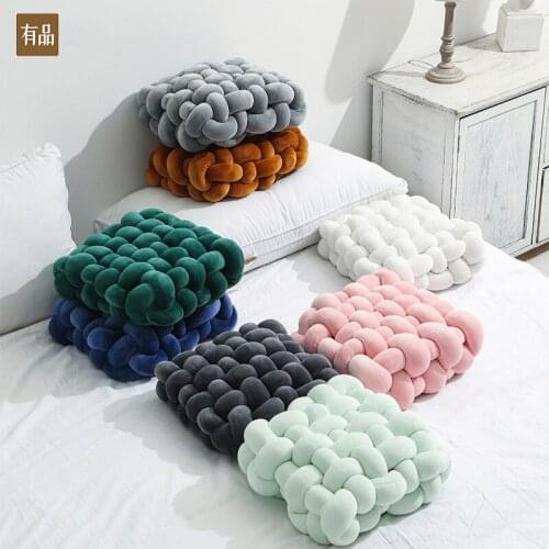 Youpin Home ins pillow Nordic solid color woven square cushion sofa waist pillow plush cushion cover summer