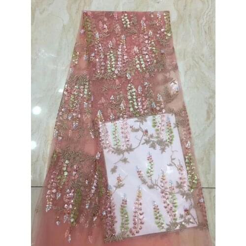The latest French Nigeria lace fabric 2021 high quality tulle African lace fabric wedding French sequined tulle lace D3756