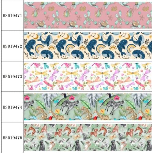 22MM 25MM 38MM 50MM 75mm Printed Pattern on Grosgrain Ribbon for diy ribbon