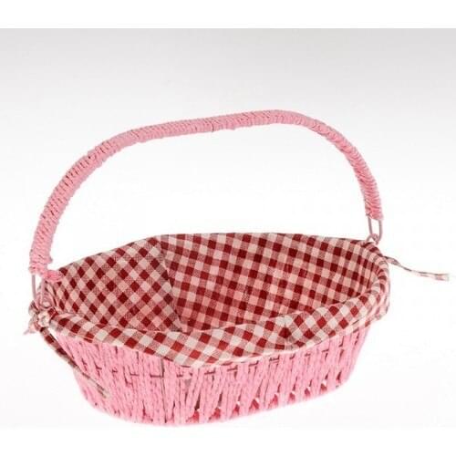 Reputation Home Unr-8278 Straw Knitted Basket Pink Oval