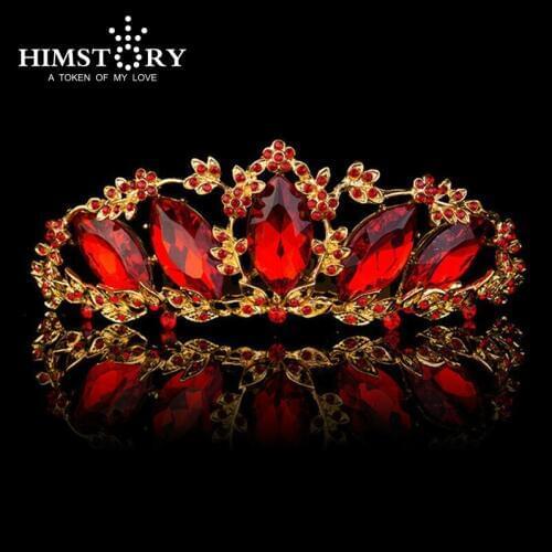 Luxury Red/White Austrian Crystal TearDrop Stone Gorgeous Bridal Party Crown Tiara Combs Wedding Hair Accessory