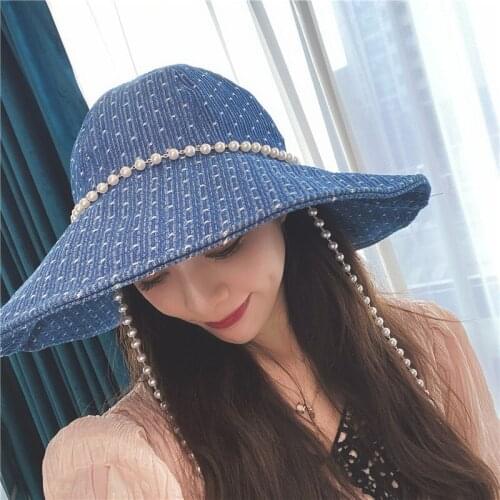 New Elegant Wide Brim Cowboy Cute Hats For Women Fishing Bucket Hip Hop Female Spring Summer Fashion Basin Hat Chapeu De Praia