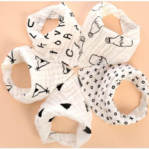1pc Toddler Bibs Baby Kids Cotton Print Convenient Bandana Bibs Feeding Saliva Towel Dribble Triangle Bib