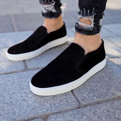 Tezcan Hakiki Deri 7599 Siyah Süet Erkek Spor Ayakkabı Türk Malı Hızlı Ulaşım Hava Geçirgen Hakiki Deri Tüm Kıyafete Uygun