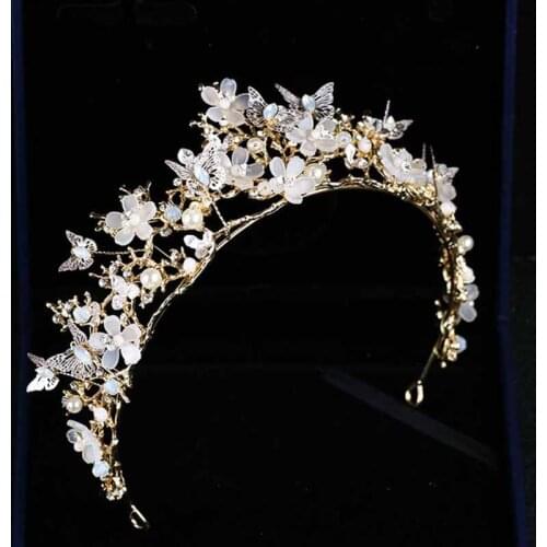 Vintage Great Butterfly Bridals Tiaras Crowns Baroque Gold Brides Hairbands Wedding Hair accessories Prom Jewelry Gifts