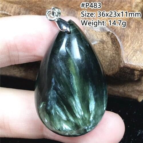 Top Natural Green Seraphinite Pendant Jewelry For Woman Men Healing Gift Crystal Silver 36x23x11mm Beads Stone Gemstone AAAAA