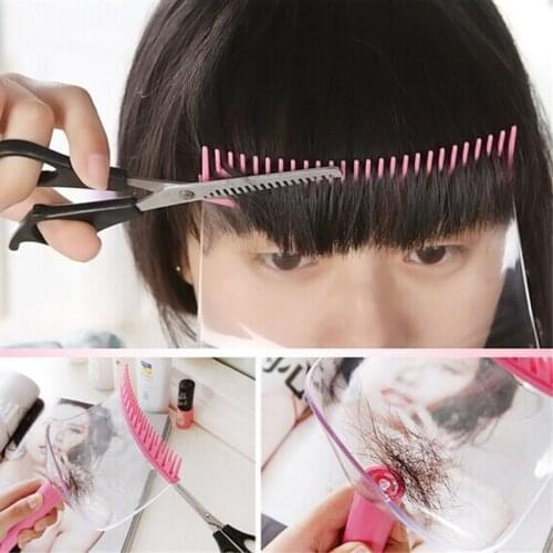Pink Women Hair Trimmer Fringe Cut Tool Bangs Comb Hair Cutting DIY Hairstyle 2 In 1 Hair Cutting Clippers Trimmer Supporter