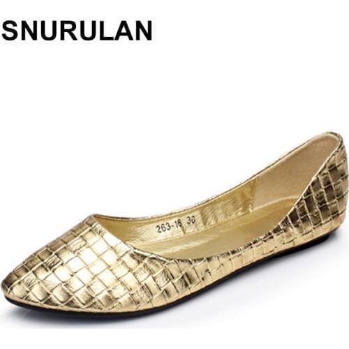 SNURULAN Sring Summer Casual Shoes Women Flats Pointed Toe Womens Shoes Moccasins Ballet Flats Flat Shoes Ballerina LoafersE477