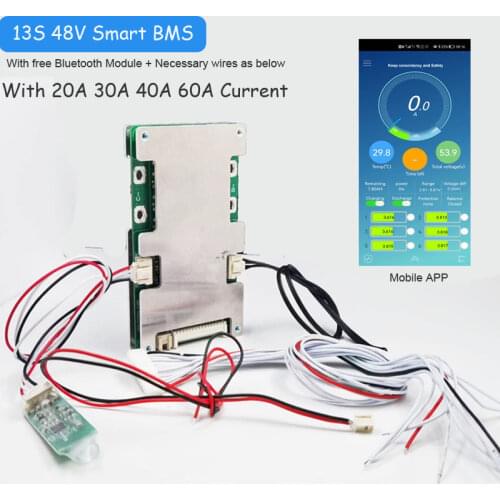 48V Smart bluetooth BMS system with 30A discharge current for 54.6V Battery system E-Bike li-ion Battery software PCB Board