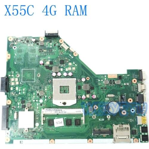 X55C With 4G RAM For ASUS X55VD X55C X55V DDR3 REV 2.1/2.2 USB3.0 HM76 Laptop Motherboard System Board Main Board Mainboard