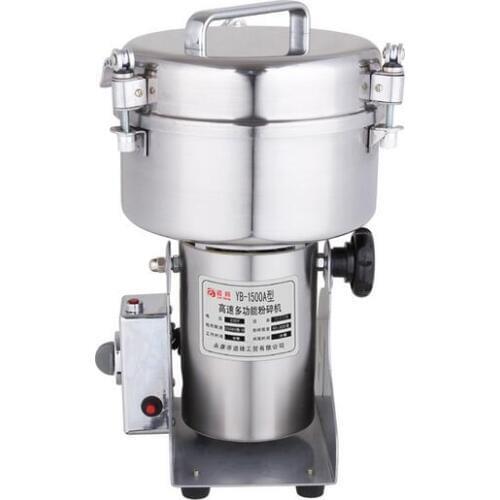YB-1500A (1500g) Medicine Spice Herb Salt Rice Coffee Bean Cocoa Corn Pepper Soybean Leaf Mill Powder Grinder Grindig Machine