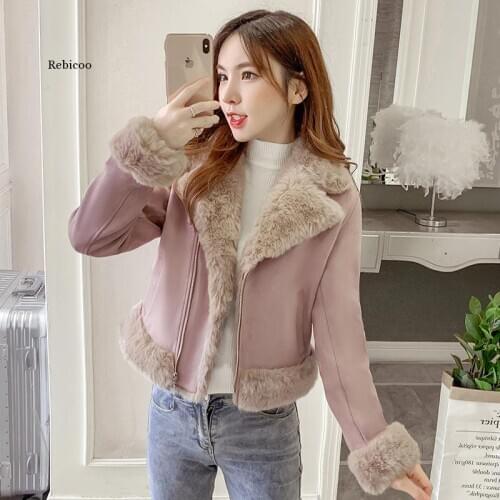 Suede Jacket Women Autumn and Winter Wild Korean Version of The Slim-Fit Cotton-Padded Jacket Coat Womens Short Jacket