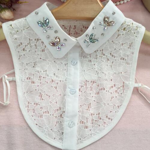 Fake Collar Women Black&White Crystal Detachable Novelty Bow Choker Neck Lapel Collar Womens Fake Collar Lapel For Ladies