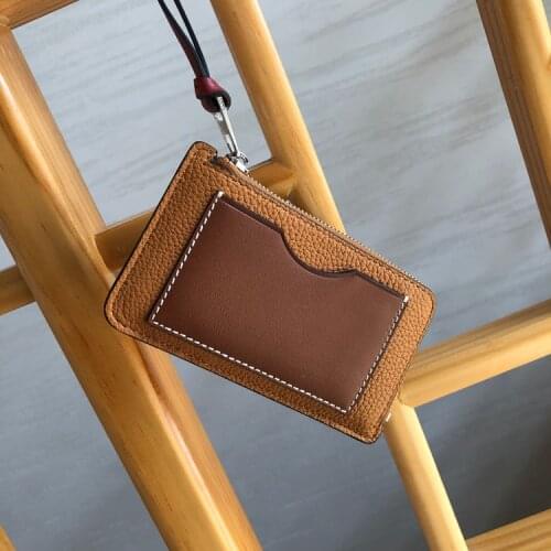 Card case womens ultra-thin compact multi-card card case leather calfskin color matching long zipper coin purse