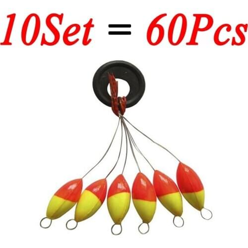 10set=60pcs Seven-star Oval Fishing Float Space Beans Fix Stopper Floater Bobber Fishing Tool