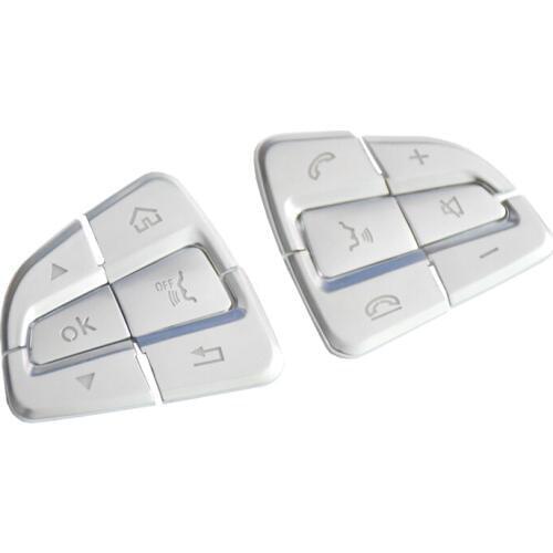12Pcs Car Styling Steering Wheel Button Covers Trim Stickers for Mercedes Benz GLC X253 2015 2016 & C Class W205 2014 2015 Silve