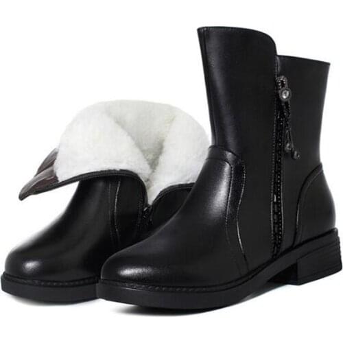 202 High Quality Microfiber / Cowhide Rhinestone Winter Warm Boots Martin Boots Fashion Warm Plush / Wool Women Boots Big Size