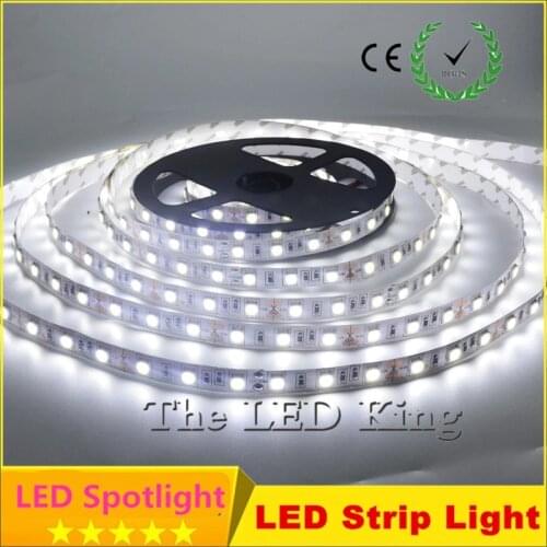 5m DC 12V 2835 LED Strip 5050 SMD Flexible LED Strip 60LED/m Warm White Cold White Red Green Blue 4000K IP20 IP65Waterproof
