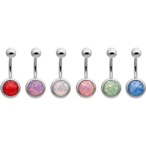 50pcs Body Jewelry -Opal Gems Navel Belly Rings Button Navel Piercing Barbells 14gX10X5/10mm Navel Piercing New Hot