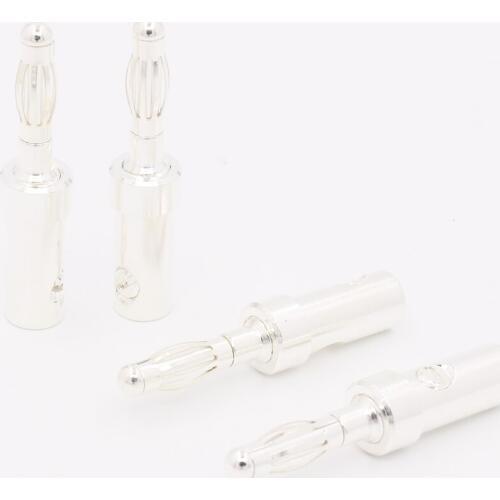 8PCS Speaker Cable Connectors Banana Plugs Pure Silver Plated Copper Conductor