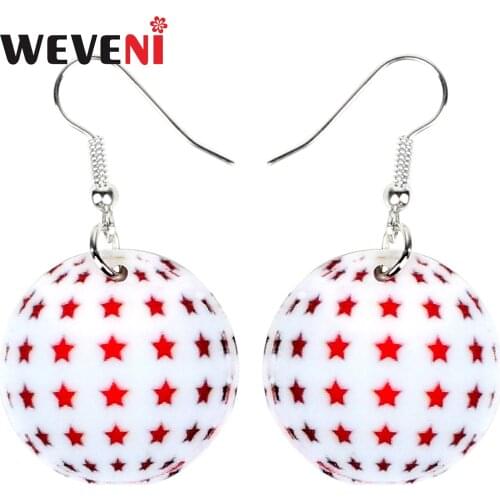 WEVENI Statement Acrylic Christmas Star Ball Gift Earrings Drop Dangle Decoration Ornaments Jewelry For Women Girls Charms 2018