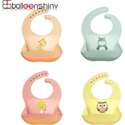 Balleenshiny Cartoon Animals Baby Bibs Waterproof Elephant owl Infant Toddler Feeding Accessories