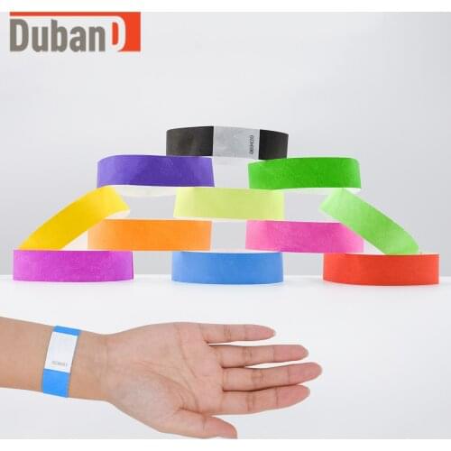 100pcs tyvek paper wristbands synthetic paper bracelet meeting concert sticky wristband print pattern logo for event and party