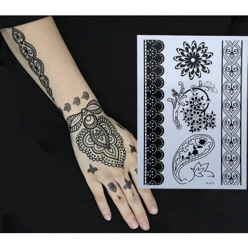 1 piece Black Henna Temporary Tattoo for lace Hands Inspired Body Stickers