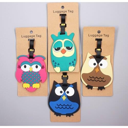 Travel Accessories Cute Owl Animals Luggage Tag Silica Gel Suitcase ID Addres Holder Baggage Boarding Tag Portable Label