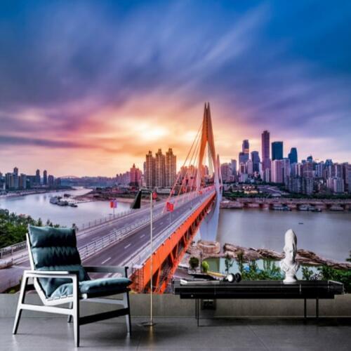 Dropship Colomac Blue Wallpaper HD High-Rise Building City Building 3d Wallpaper for Walls Mural 3d Papel De Parede Adesivo