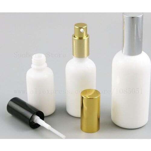 Round Empty glass bottle 15ml 1oz 30ml 50ml 100ml Essential Oil lotion e liquid Bottle With gold silver black pump 20pcs