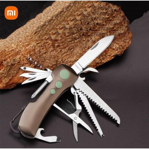 MI Multifunctional Pocket Knife Folding Sabre Carabiner Outdoor Emergency Knife Camping EDC Tool