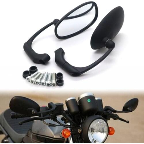 Motorcycle Black L-Bar Retro Oval Rearview Side Mirror For Gn/ Cg Cafe Racer Custom