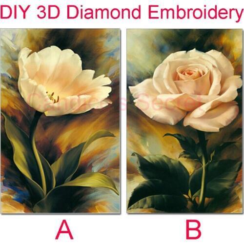 New DIY 3D Diamond Embroidery beautiful rose Tulip 3D Square diamond painting of Cross stitch kit living room Needlework sets