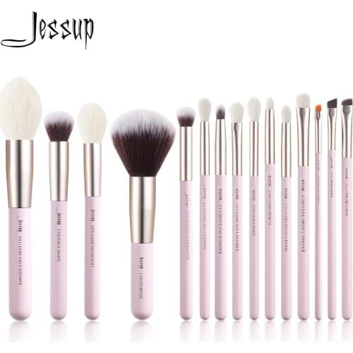 Jessup Makeup Brush Professional Makeup Brushes Set Foundation Eyeshadow Blender Powder Blush 15pcs Tool Kits Goat Hair