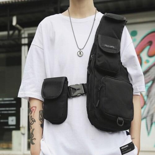Fashion Men Hip-Hop Chest Bag Streetwear Tactical One Straps Men Solid Chest Rig Bags Trendy Style Rectangle Chest Utility Pack