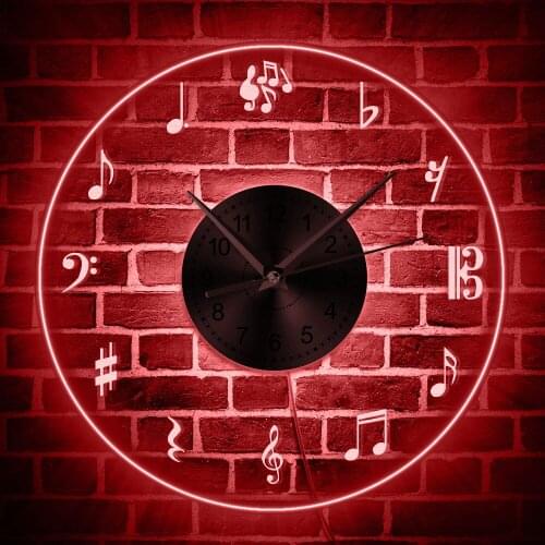 Music Theme Wall Clock Music Notes Wall Art Timepiece Mute Watch Creative Duvar Saati Horloge Home Decorative Musician Gift