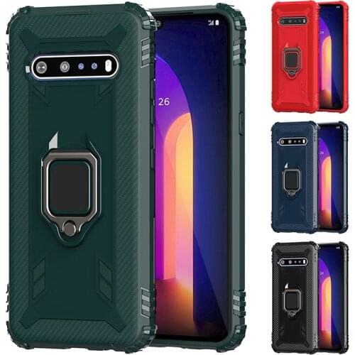 New Fashion Phone Case Shockproof Hybrid Rubber Protector Shell with Ring Holder Kickstand for LG V60 Smart Watch Accessories