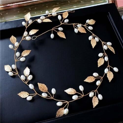 Hair Accessories Wedding Bridal Headband Imitation Pearl Leaves Hairband Women Head Ornament Ladies Hairs Jewelry NYZ Shop