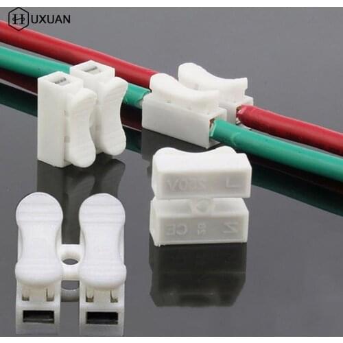 Wholesale 30pcs/lot Quick Splice Lock Wire Connectors CH2 2Pins Electrical Cable Terminals 20x17.5x13.5mm
